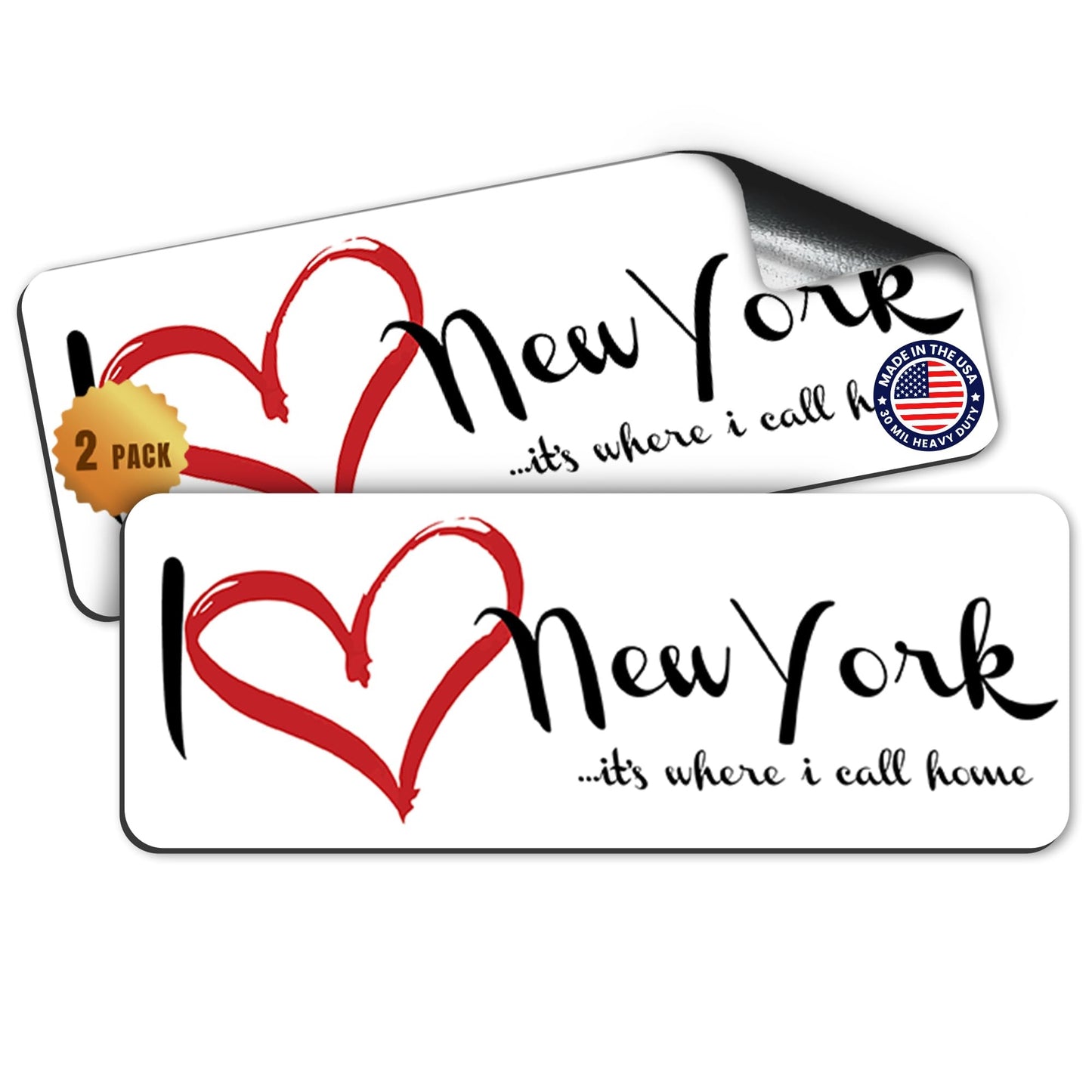 Magnet Me Up I Love New York, 3x8 Inch, 2 Pack