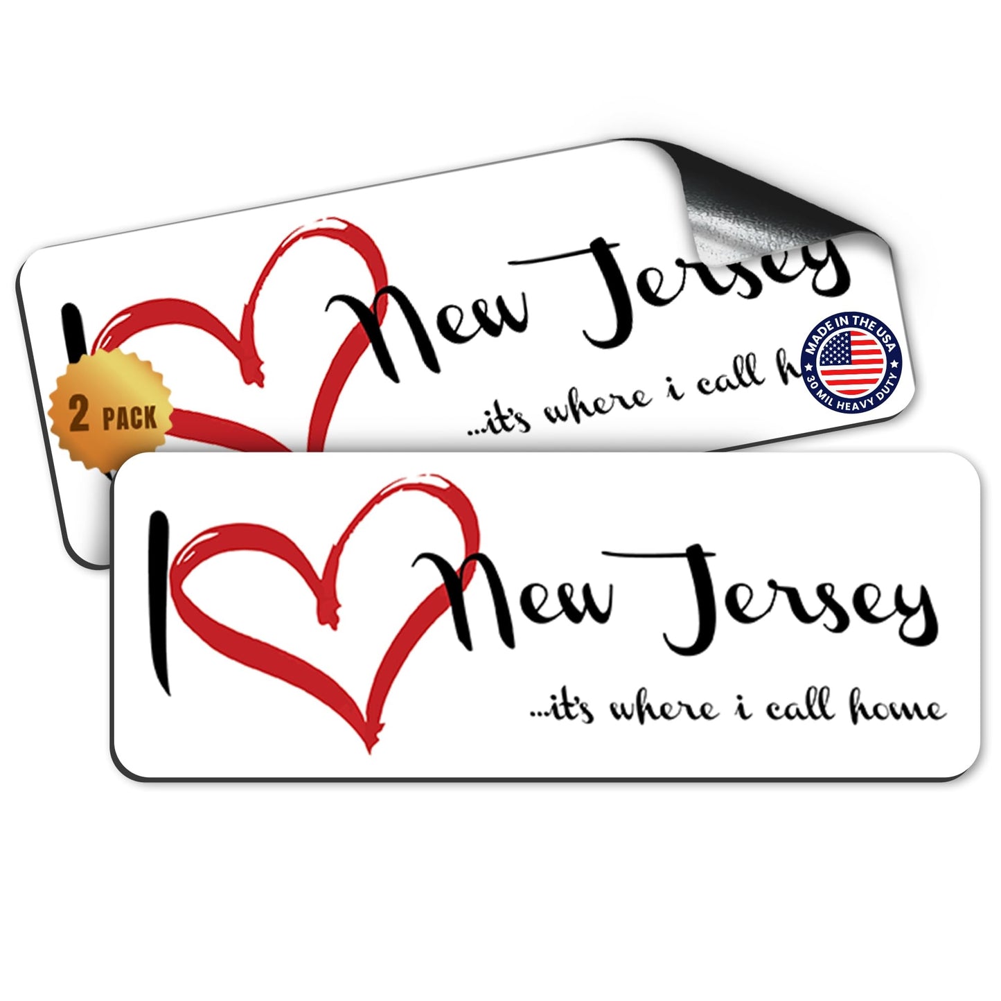 Magnet Me Up I Love New Jersey, 3x8 Inch, 2 Pack
