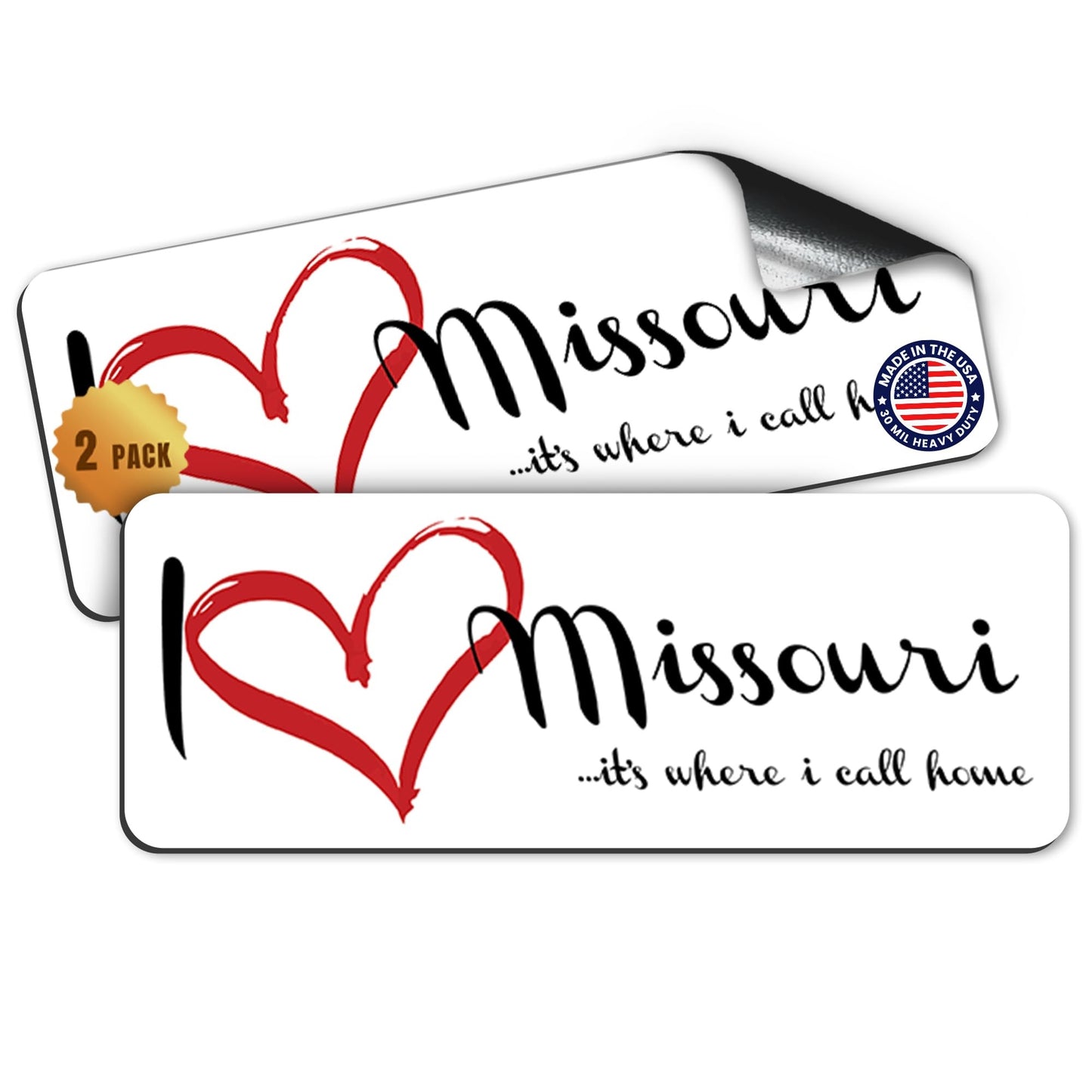 Magnet Me Up I Love Missouri, 3x8 Inch, 2 Pack