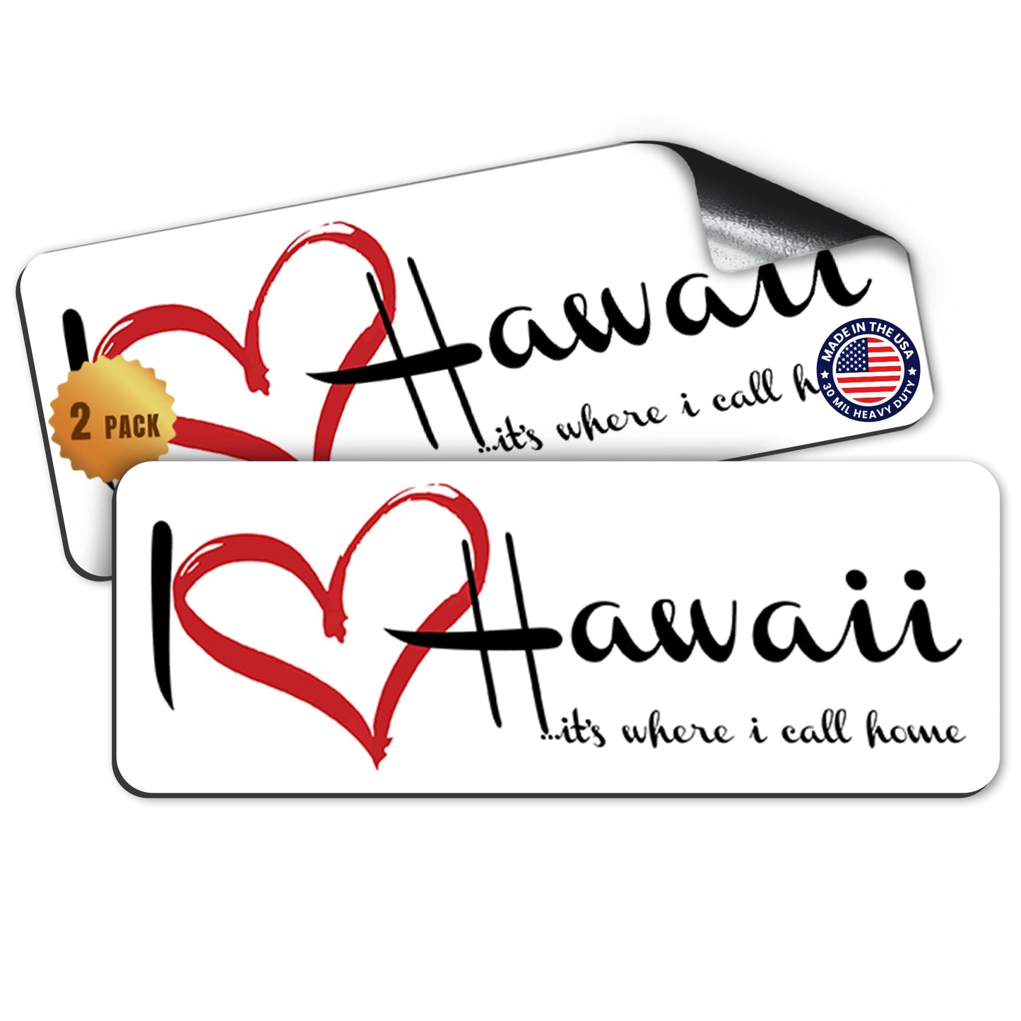 I Love (Heart) Hawaii, 3x8 Inch, 2 Pack
