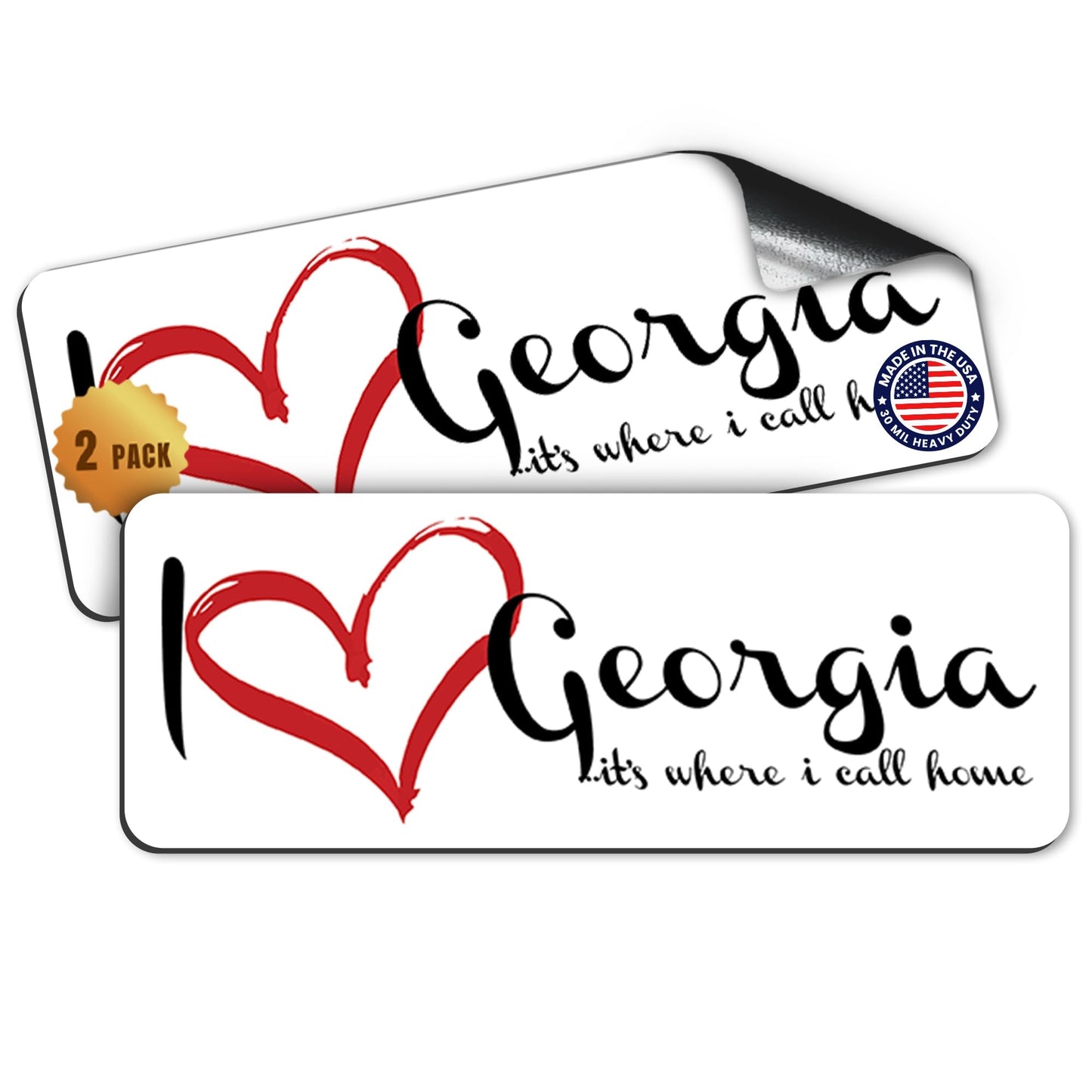 I Love (Heart) Georgia, 3x8 Inch, 2 Pack