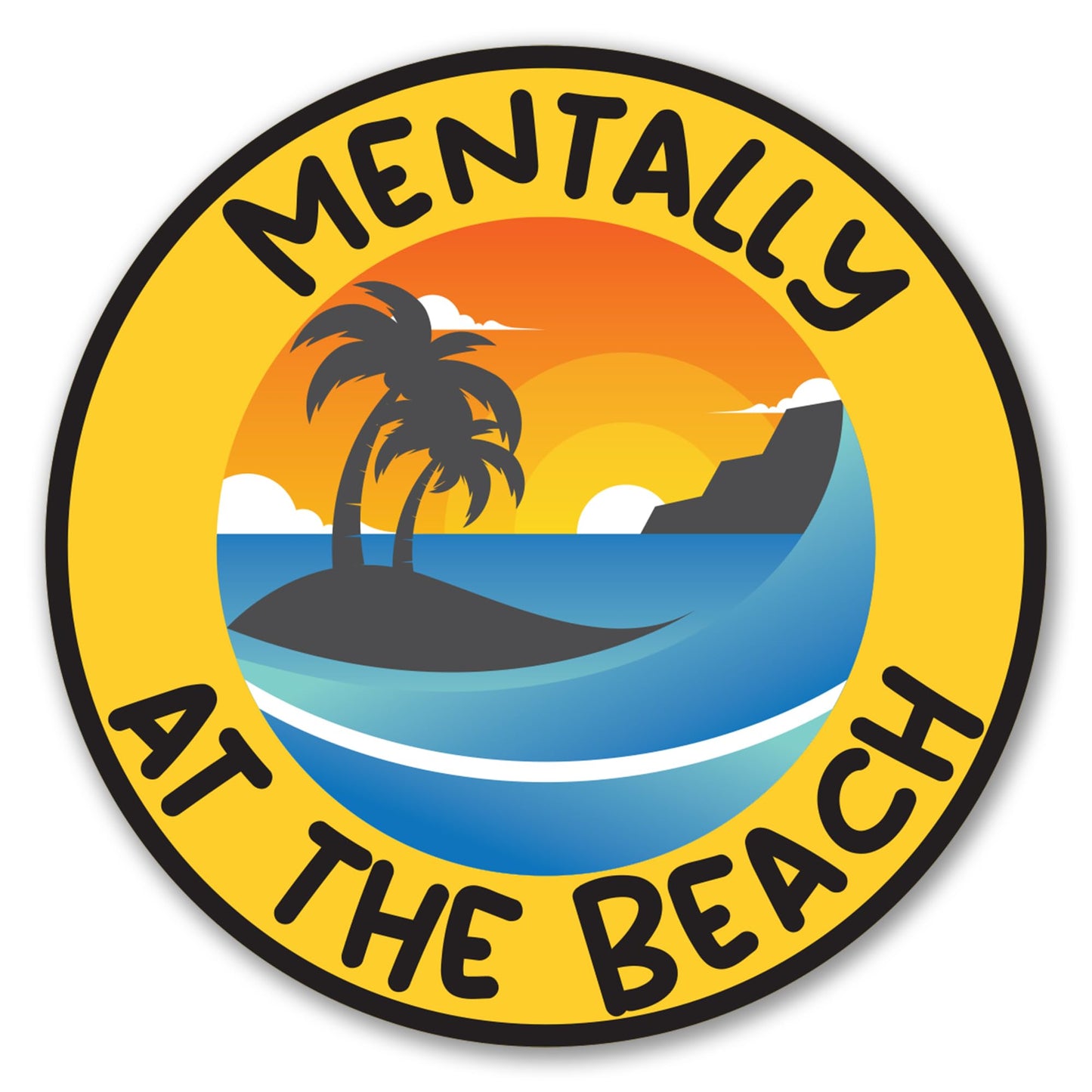 Magnet Me Up Mentally At The Beach Funny Car Magnet, 5 Inch Round