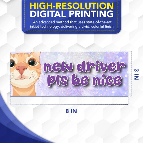 Magnet Me Up New Driver Pls Be Nice Magnetic Decal, 3x8 Inch, 2 Pack