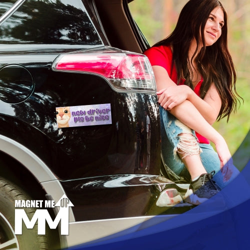 Magnet Me Up New Driver Pls Be Nice Magnetic Decal, 3x8 Inch, 2 Pack