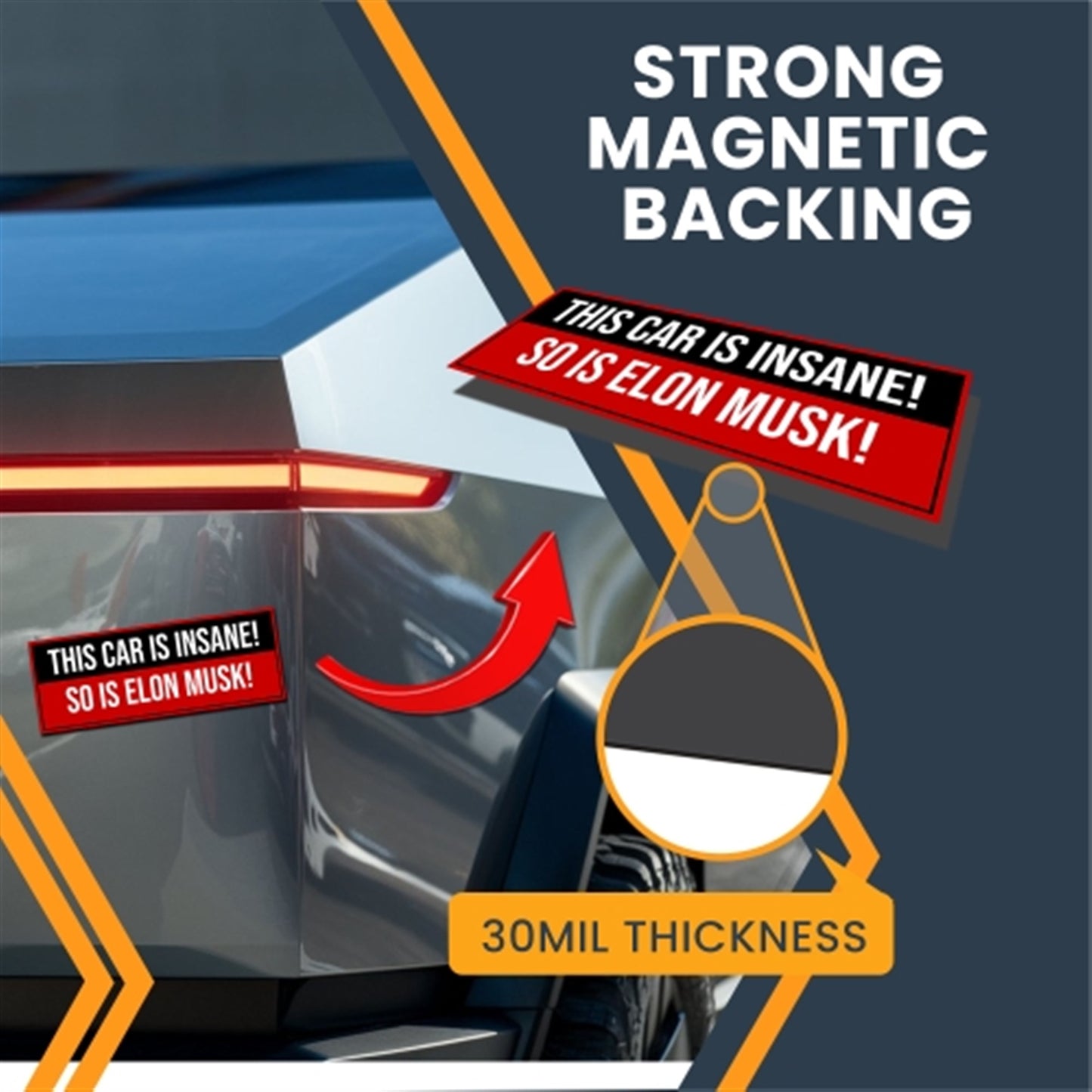 Magnet Me Up This Car is Insane So is Elon Musk Magnet, 3x8, 2 Pack
