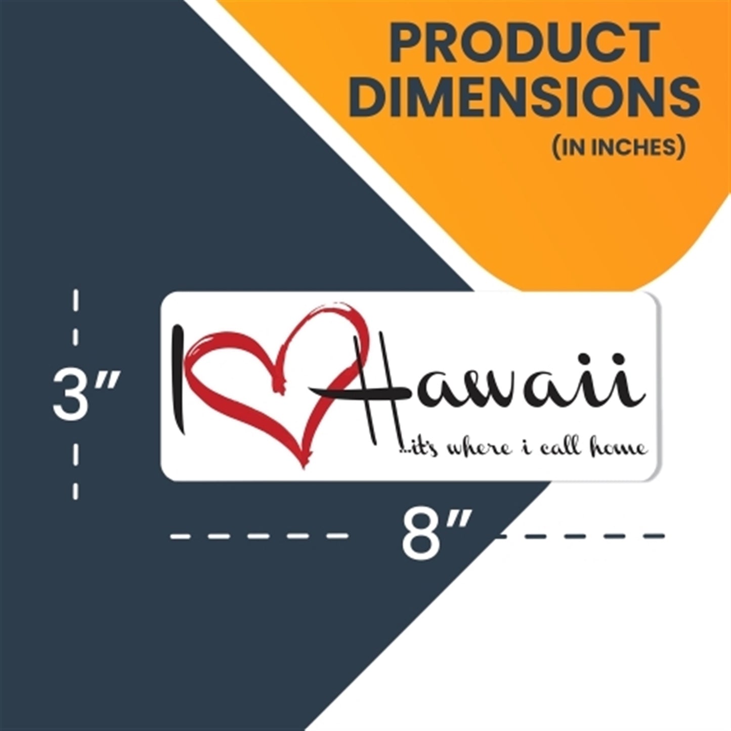 I Love (Heart) Hawaii, 3x8 Inch, 2 Pack