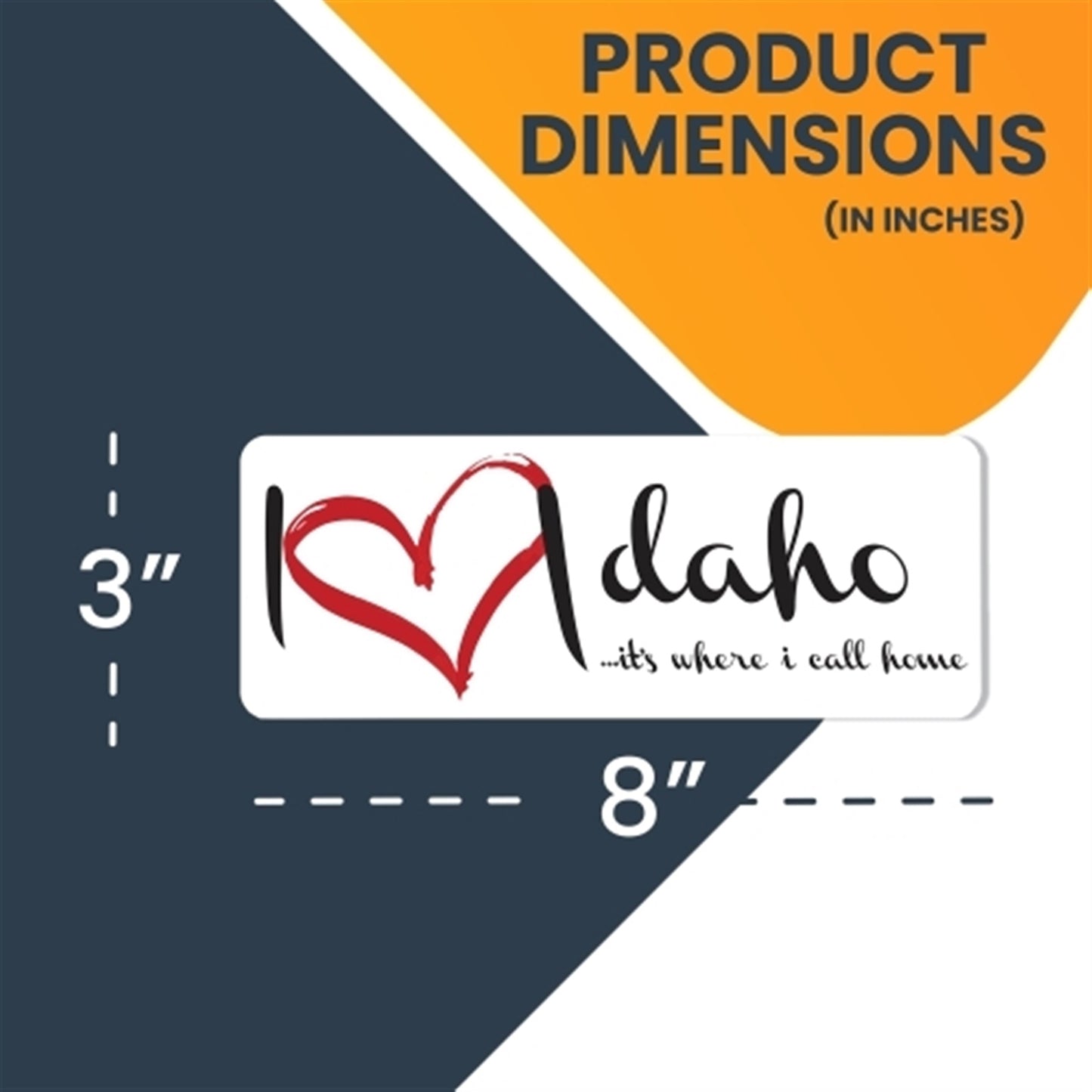 I Love (Heart) Idaho, 3x8 Inch, 2 Pack