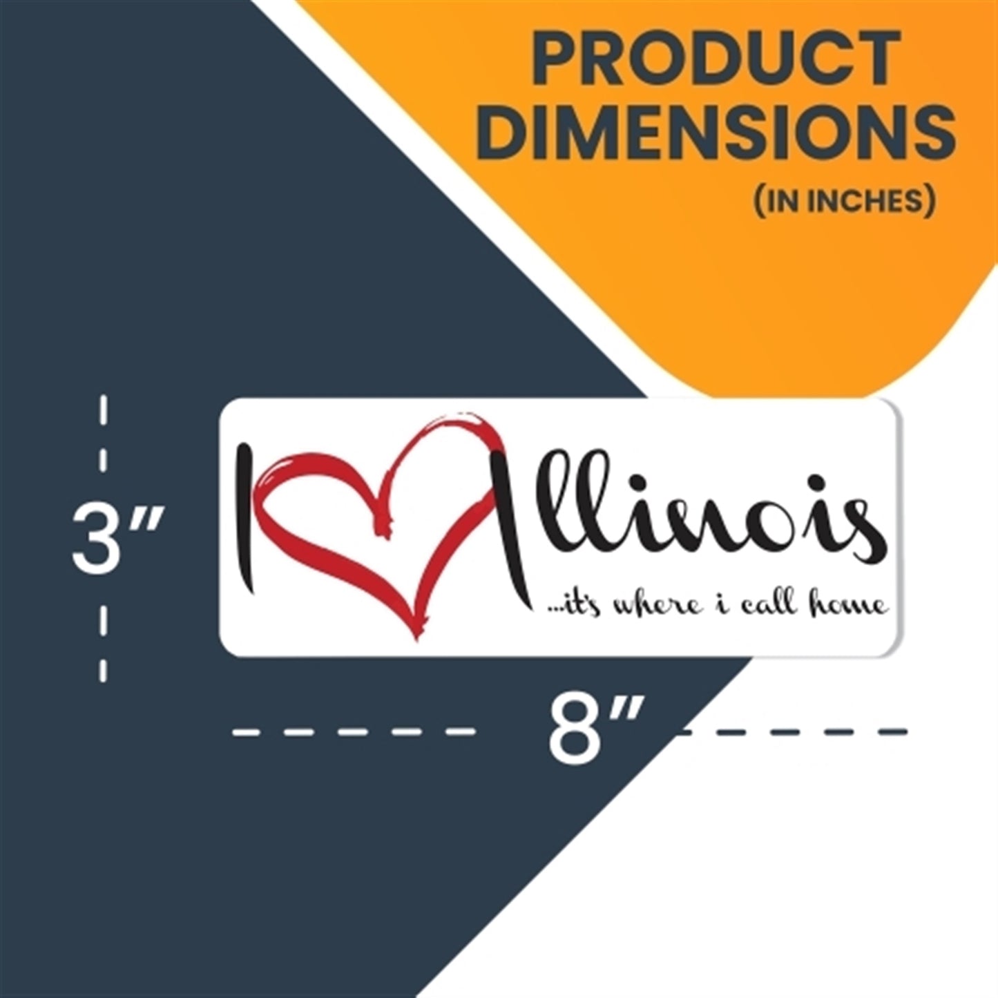 I Love (Heart) Illinois, 3x8 Inch, 2 Pack