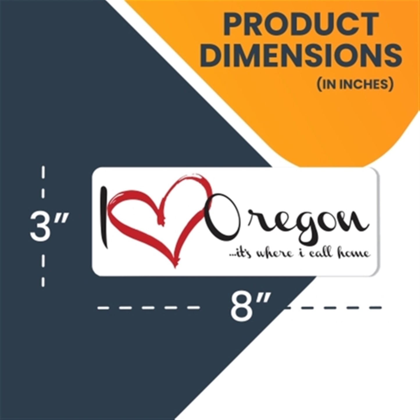 Magnet Me Up I Love (Heart) Oregon, 3x8 Inch Car Magnet Decal, 2 Pack
