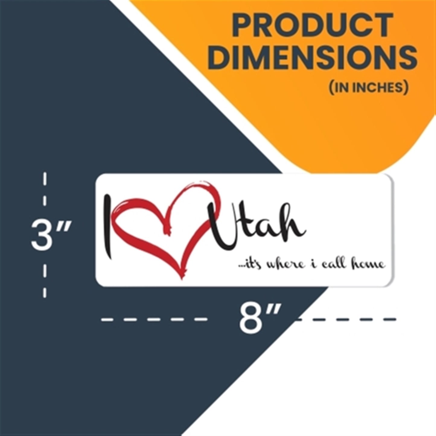 Magnet Me Up I Love (Heart) Utah, 3x8 Inch Car Magnet Decal, 2 Pack