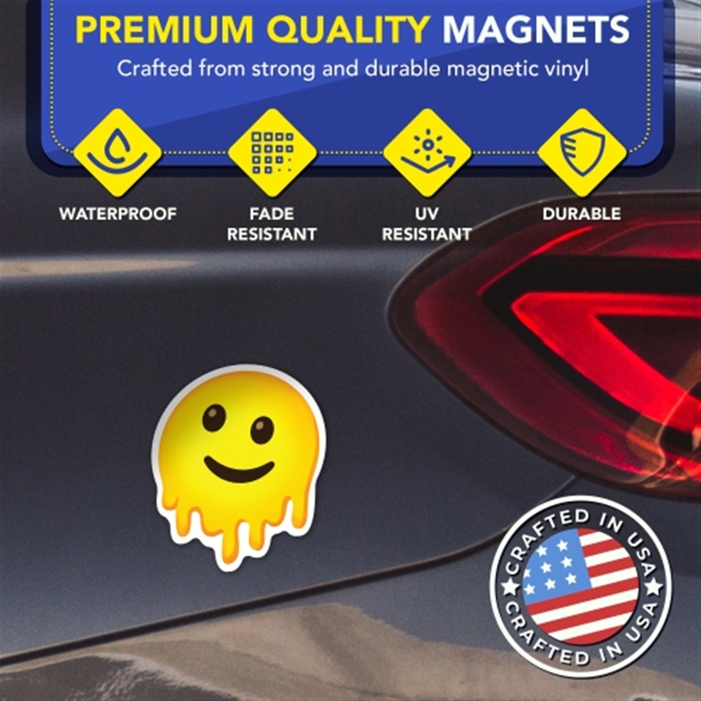 Magnet Me Up Melting Face Emoticon Funny Car Magnet, 5 Inch