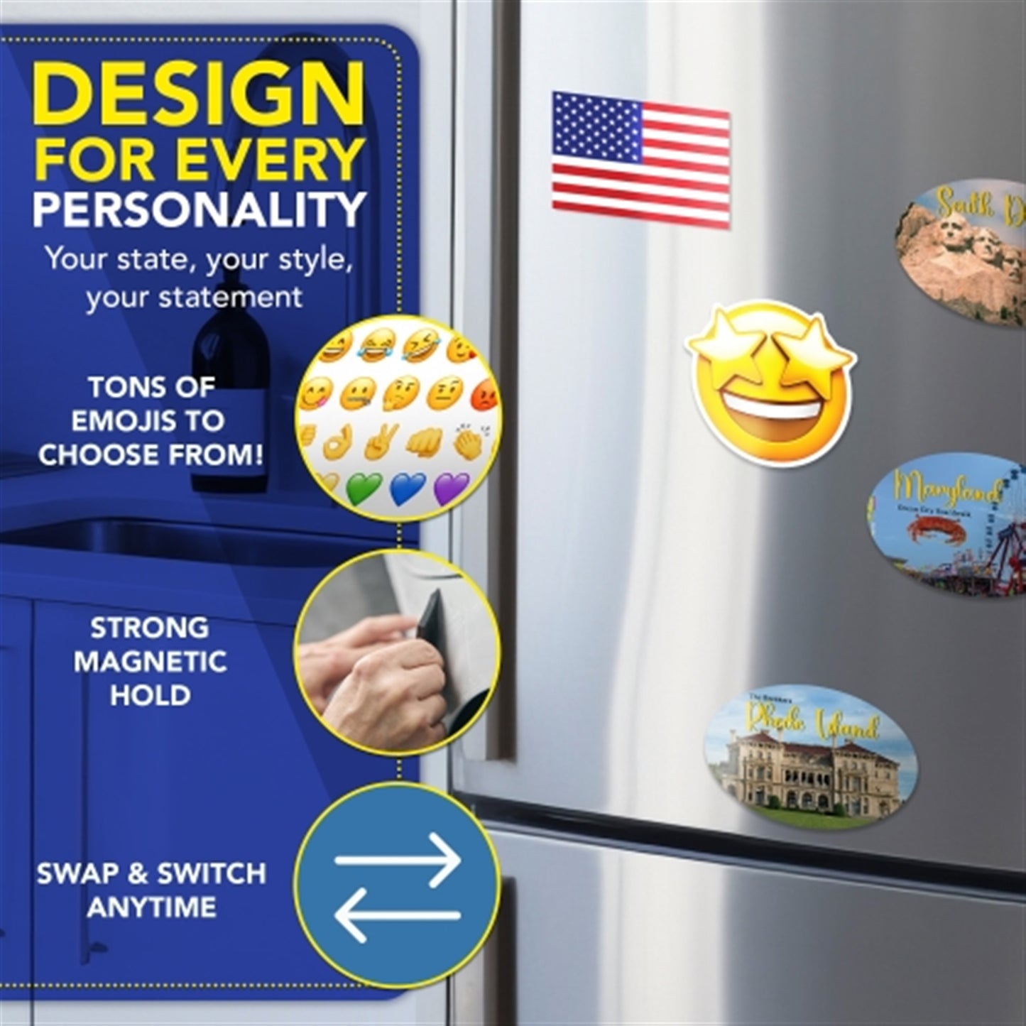 Magnet Me Up Starstruck Emoticon Funny Car Magnet, 5 Inch