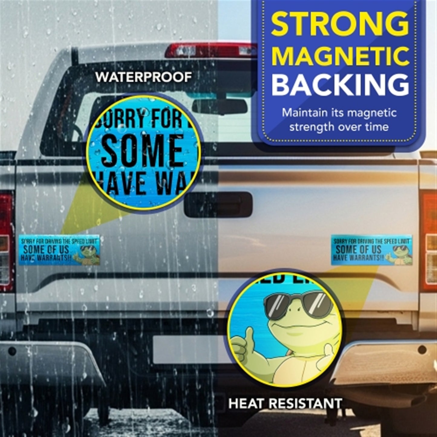 Sorry for Driving Speed Limit Some Have Warrants, 3"x8" Car Magnet, 2 Pack