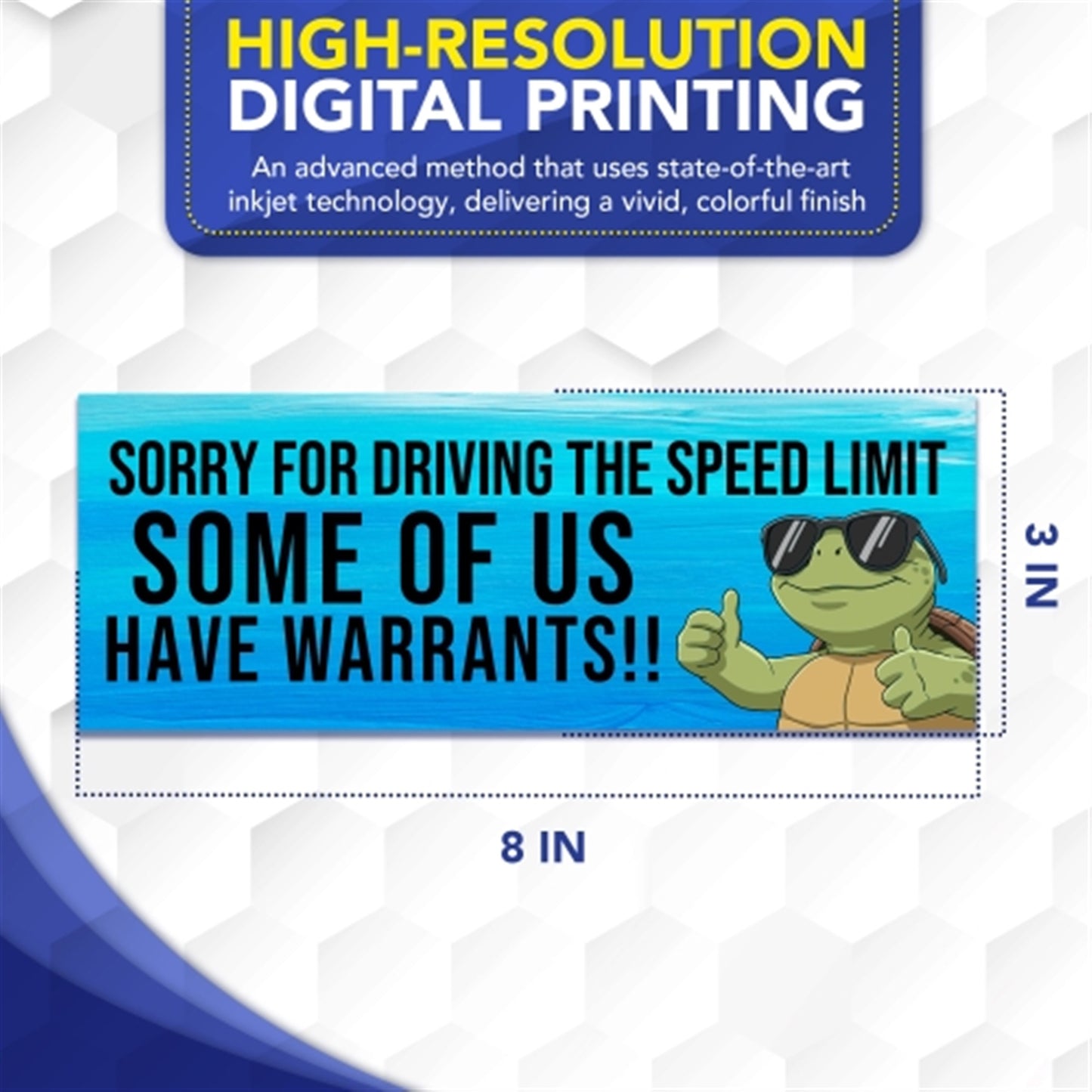 Sorry for Driving Speed Limit Some Have Warrants, 3"x8" Car Magnet, 2 Pack