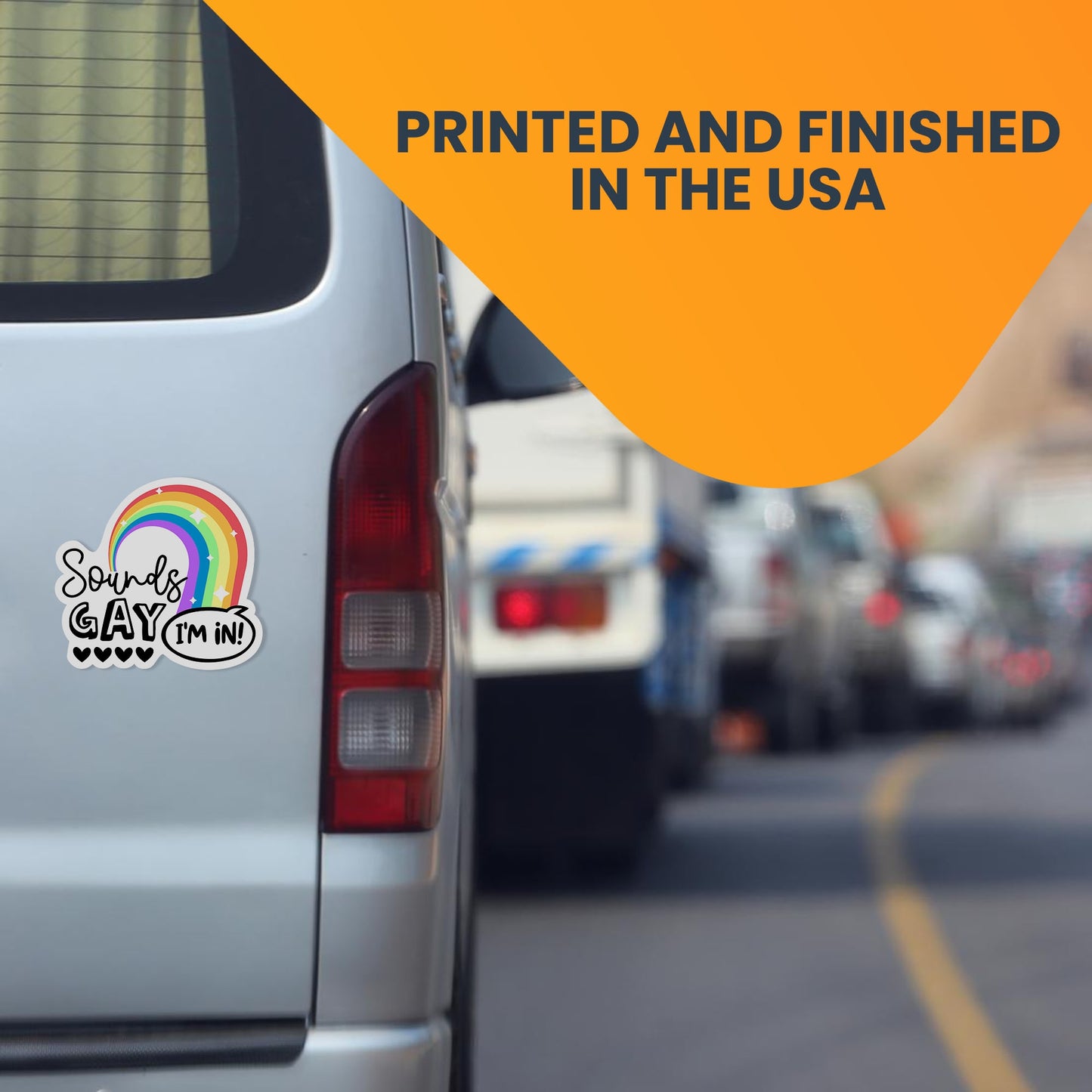 Magnet Me Up Sounds Gay I'm in Rainbow Car Magnet Decal, 5.5x5 Inch, Gay Bumper Magnet, Fun & Inclusive Magnet for Lockers, or Fridges