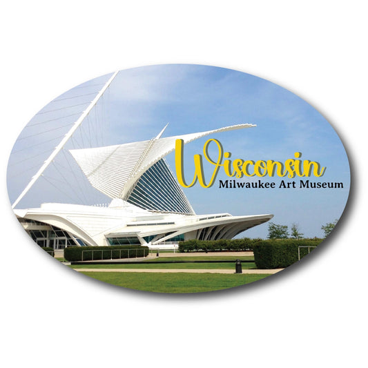Magnet Me Up Wisconsin Milwaukee Art Museum State Magnets, 4x6 Inches Oval, Souvenirs for Art Lover, Travel Refrigerator Magnets, USA Gift Collection Decoration, for Car, Lockers, Crafted in USA