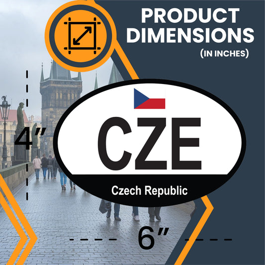 Magnet Me Up CZE Czech Republic Country Code Car Magnet Decal, 4x6 Inches, Oval, Euro Souvenir Magnet, Historical Treasures, Travel Keepsake