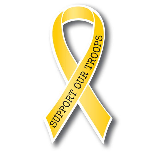 Magnet Me Up Support Our Troops Yellow Patriotic Ribbon Magnet Decal, 3.5x7 Inches, Heavy Duty Automotive Magnet for Car Truck SUV, in Support of American Military, Crafted in The USA