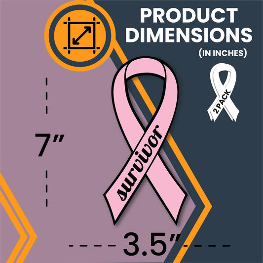 Magnet Me Up: Breast Cancer Survivor Pink Ribbon Magnet Decal, 3.5x7 Inches, 2 Pack, Automotive Magnet for Car, Truck, SUV, Show Support and Raise Awareness with This Meaningful Auto Magnet
