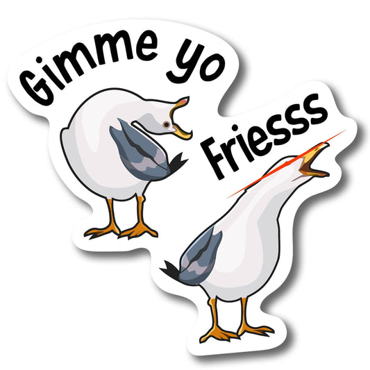 Magnet Me Up Gimme Yo Friess Car Magnet Decal, 5x5 Inch, Funny & Playful French Fries Car or Fridge Decoration, Bumper Magnet