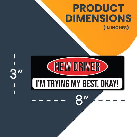 Magnet Me Up New Driver I'm Trying My Best, 3x8 Inch, 2 Pack