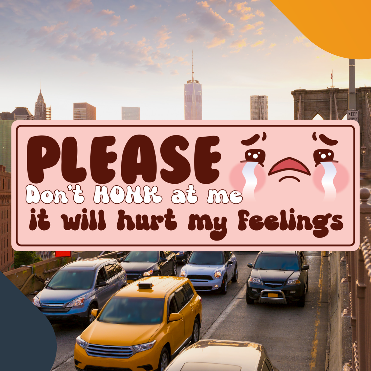 Magnet Me Up Please Don't Honk at Me, It Will Hurt My Feelings, 3x8, 2 Pack