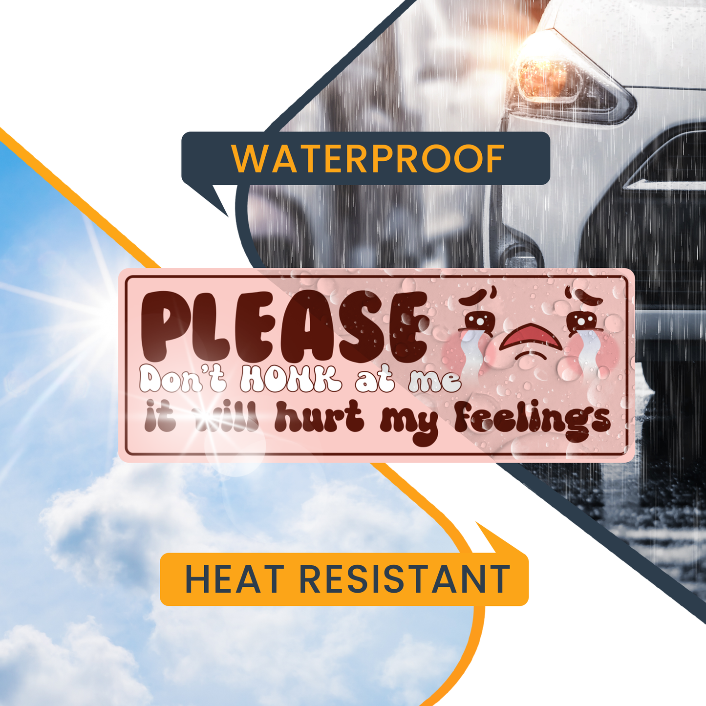Magnet Me Up Please Don't Honk at Me, It Will Hurt My Feelings, 3x8, 2 Pack