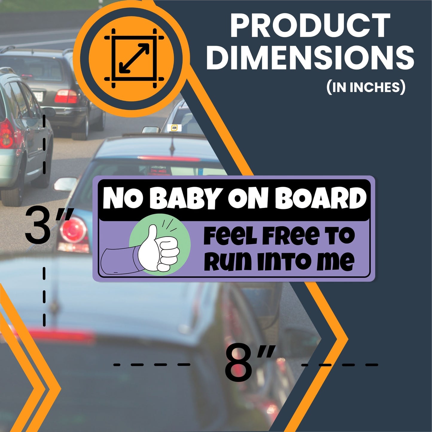 Magnet Me Up No Baby on Board, Funny Car Magnet, Trucks, 3x8 Inch, 2 Pack