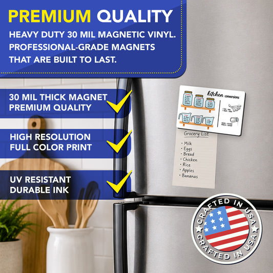 Magnet Me Up Kitchen Conversion Chart, 4x6 Magnet Decal, Cute Baking Gift and Measurement Recipe Accessory, Perfect for Refrigerator, Dishwasher or Any Other Magnetic Surface