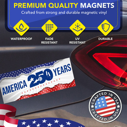 Magnet Me Up America 250 Years Car Magnet, 1776 2026 USA, 3x8 Inch, 2 Pack
