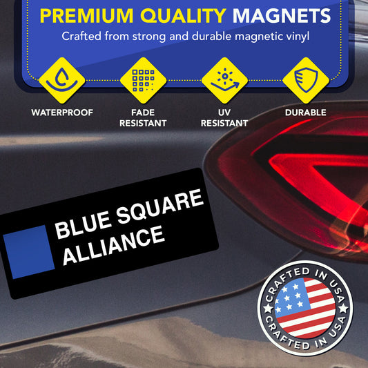 Magnet Me Up 3x8 Inch BSA Blue Square Alliance Automotive Magnet Decal, Anti-Hate Awareness Support Magnet, Full-Color UV Printed, Weatherproof, Durable Vehicle & Refrigerator Magnet, Made in USA