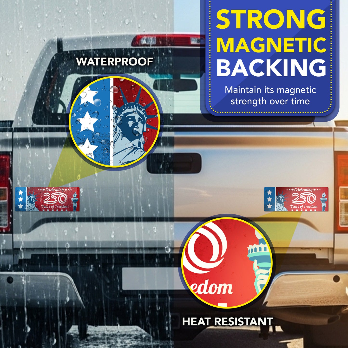 Magnet Me Up Celebrating 250 Years of Freedom Car Magnet, 3x8 Inch, 2 Pack