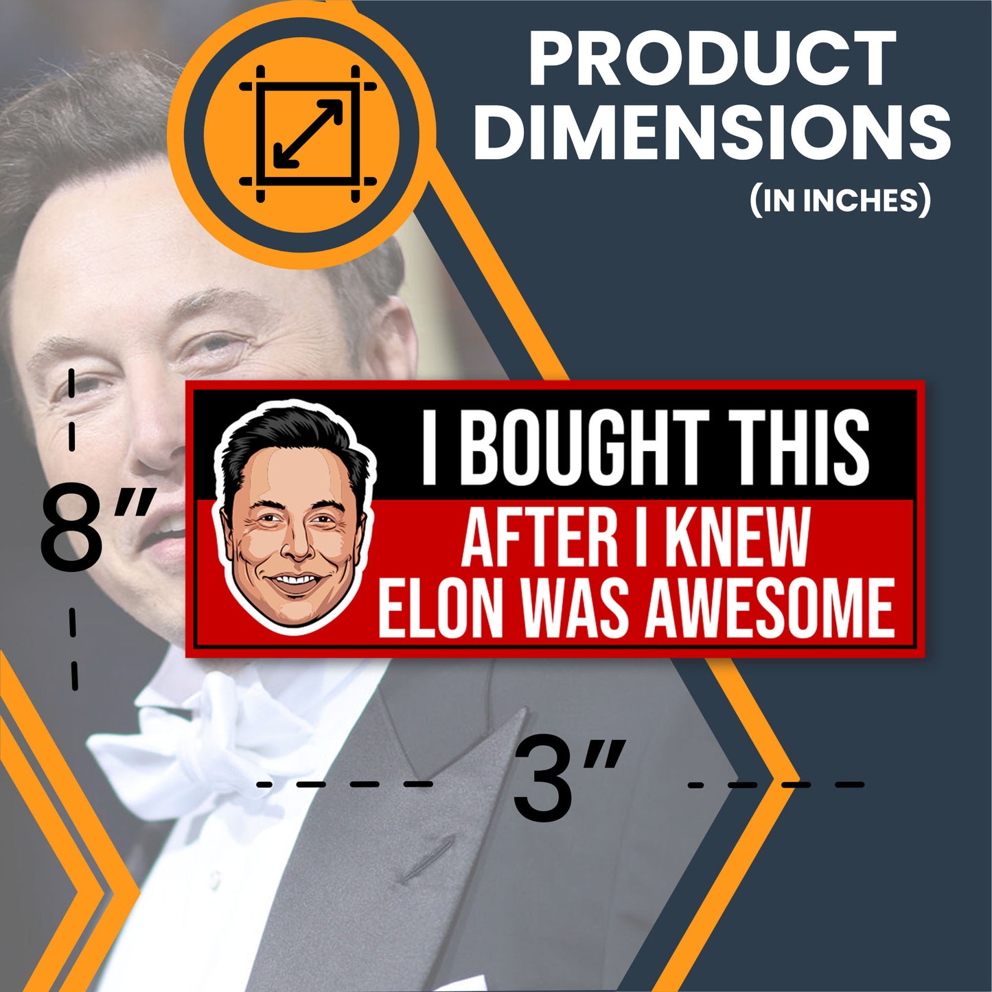 Magnet Me Up I Bought This After I Knew Elon was Awesome, 3x8 Inch, 2 Pack