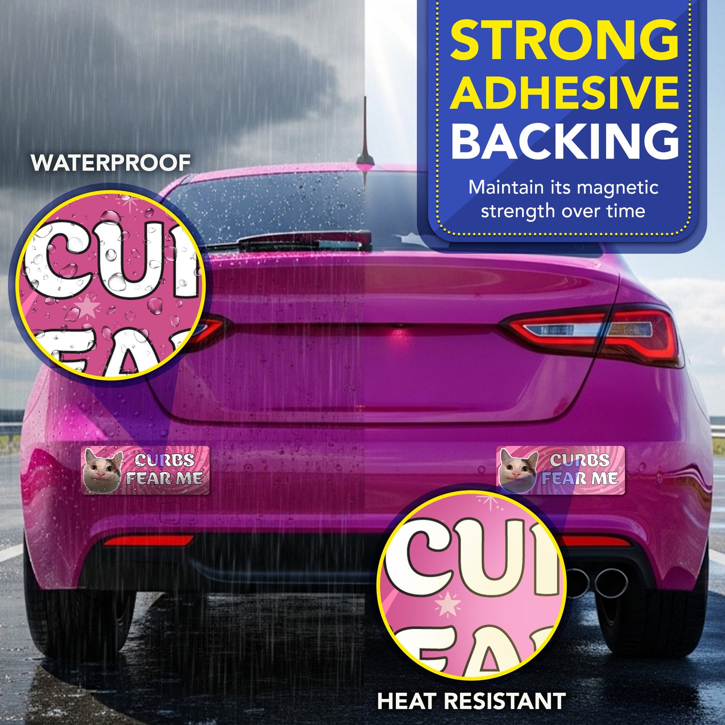 Magnet Me Up Curbs Fear Me Car Magnet Meme-Inspired, 3x8 Inch, 2 Pack