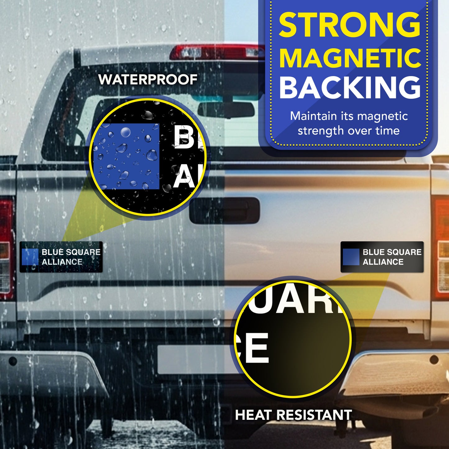 Magnet Me Up 3x8 Inch BSA Blue Square Alliance Automotive Magnet Decal, Anti-Hate Awareness Support Magnet, Full-Color UV Printed, Weatherproof, Durable Vehicle & Refrigerator Magnet, Made in USA