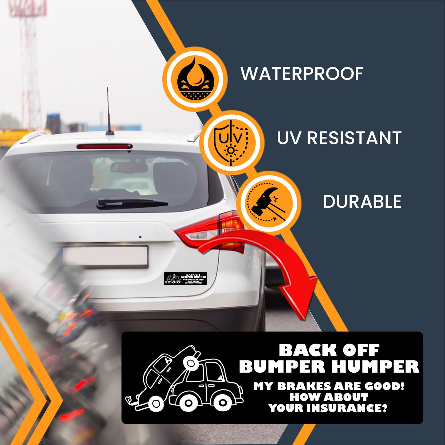 Magnet Me Up Back Off Bumper Humper My Brakes are Good, 3x8 Inch, 2 Pack