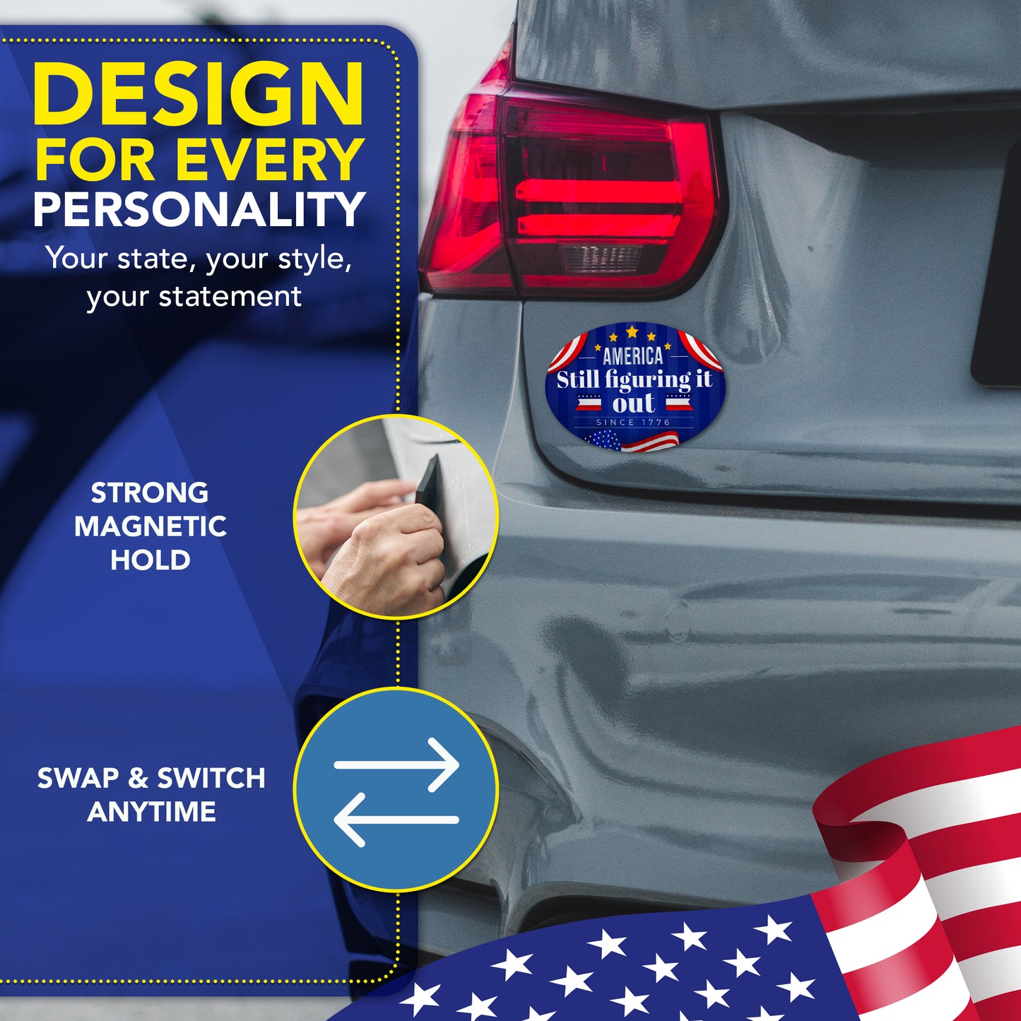 Magnet Me Up Still Figuring It Out Since 1776 Car Magnet 4" x 6" - Magnetic Decal for Cars, Trucks and SUVs, 1776 2026 USA 250th Anniversary Semiquincentennial Decor, UV-Printed, Crafted in USA