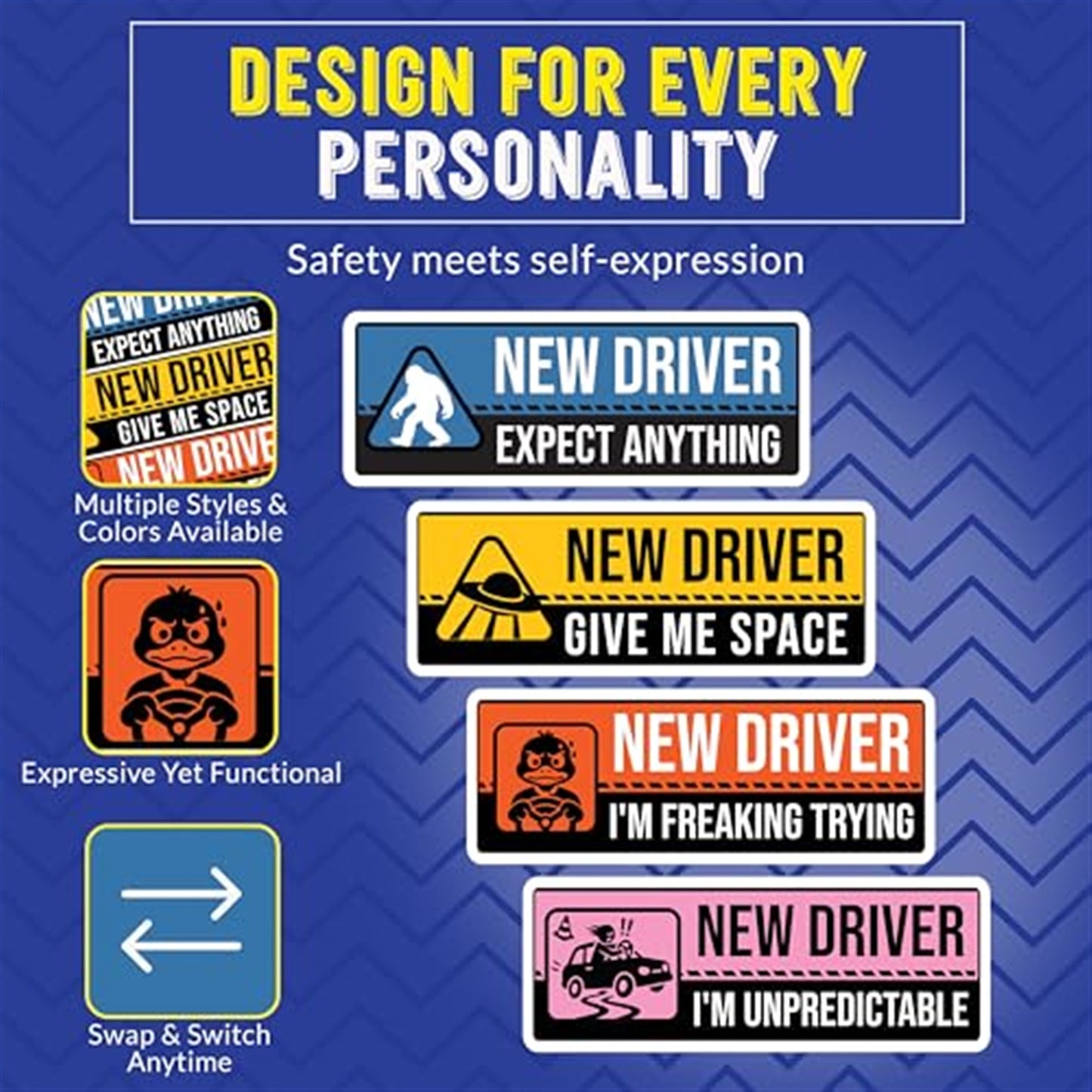 Magnet Me Up “Give Me Space”, Funny New Driver Car Magnet, 3x8 Inch, 2 Pack
