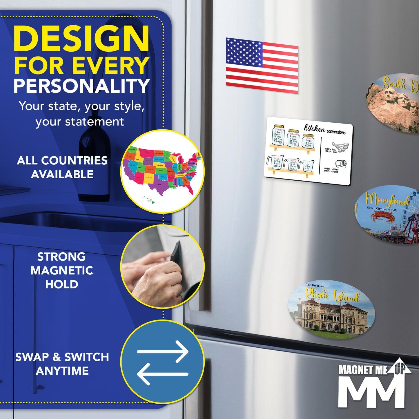 Magnet Me Up Kitchen Conversion Chart, 4x6 Magnet Decal, Cute Baking Gift and Measurement Recipe Accessory, Perfect for Refrigerator, Dishwasher or Any Other Magnetic Surface