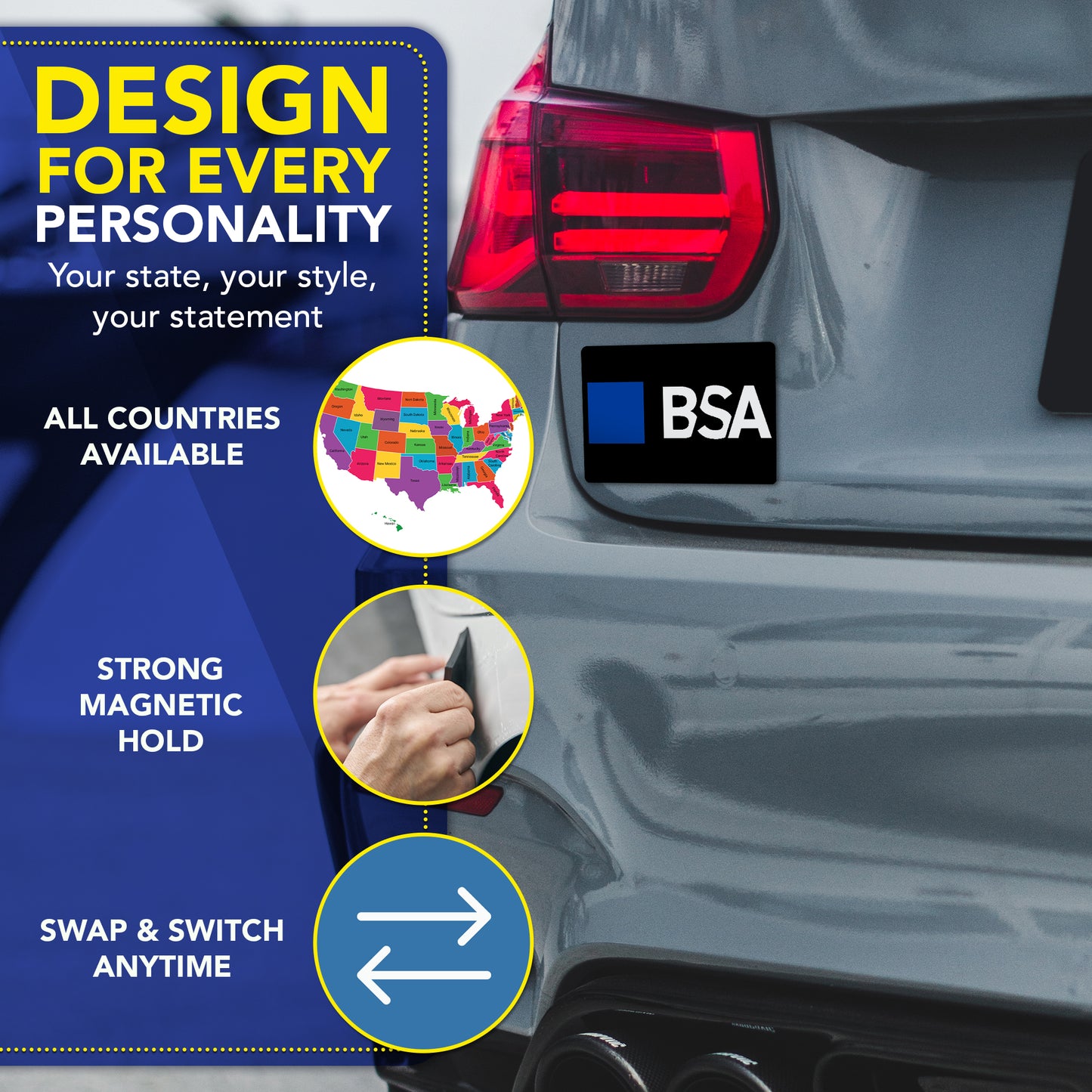 Magnet Me Up 4x6 Inch BSA Blue Square Alliance Automotive Magnet Decal, Anti-Hate Awareness Support Magnet, Full-Color UV Printed, Weatherproof, Durable Vehicle & Refrigerator Magnet, Made in USA