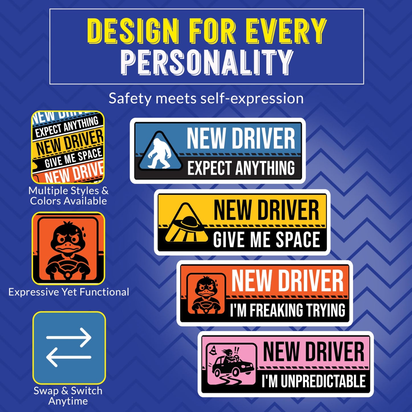 Magnet Me Up New Driver “I’m Freaking Trying” Magnet, 3x8 Inch, 2 Pack