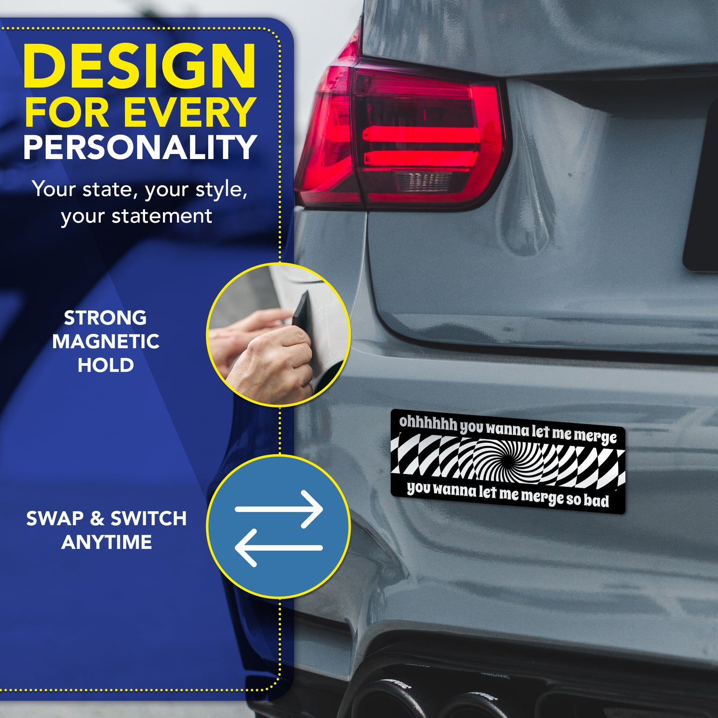 Magnet Me Up Ohhhhh You Wanna Let Me Merge Car Magnet, 3x8 Inch, 2 Pack