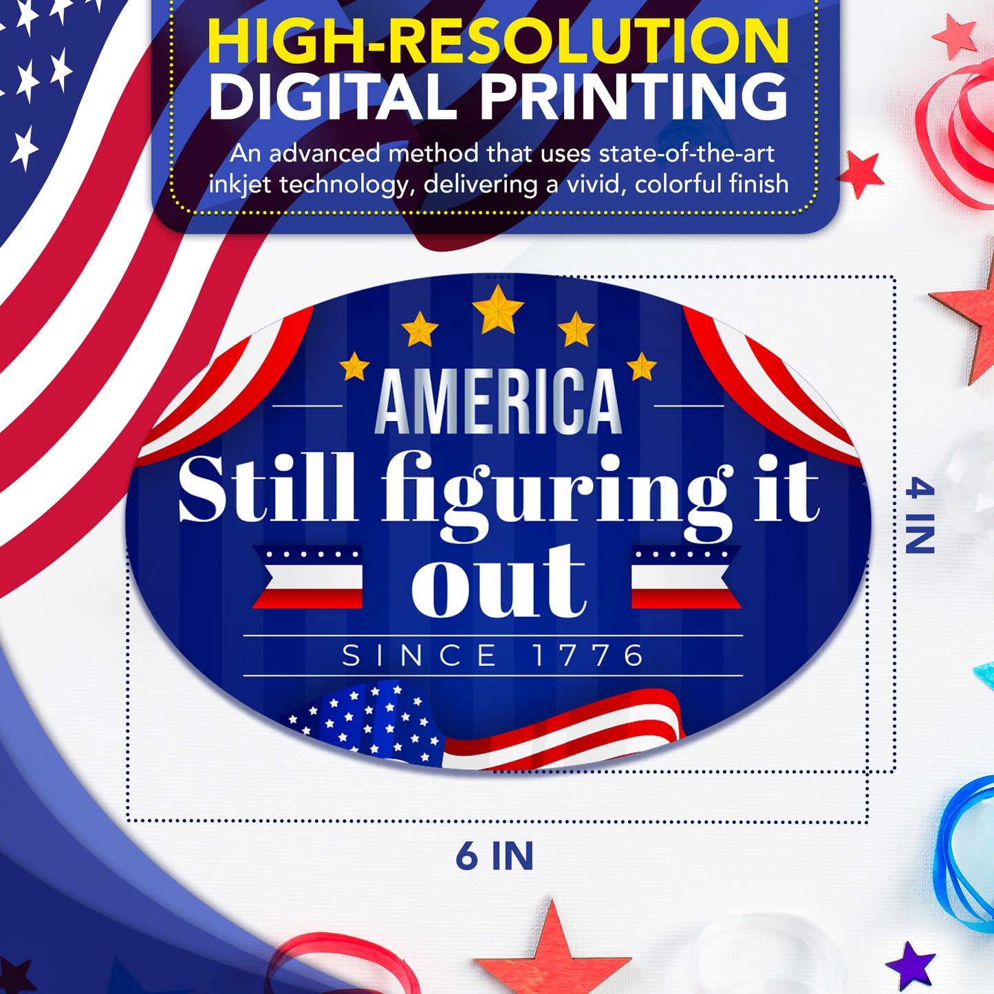 Magnet Me Up Still Figuring It Out Since 1776 Car Magnet 4" x 6" - Magnetic Decal for Cars, Trucks and SUVs, 1776 2026 USA 250th Anniversary Semiquincentennial Decor, UV-Printed, Crafted in USA