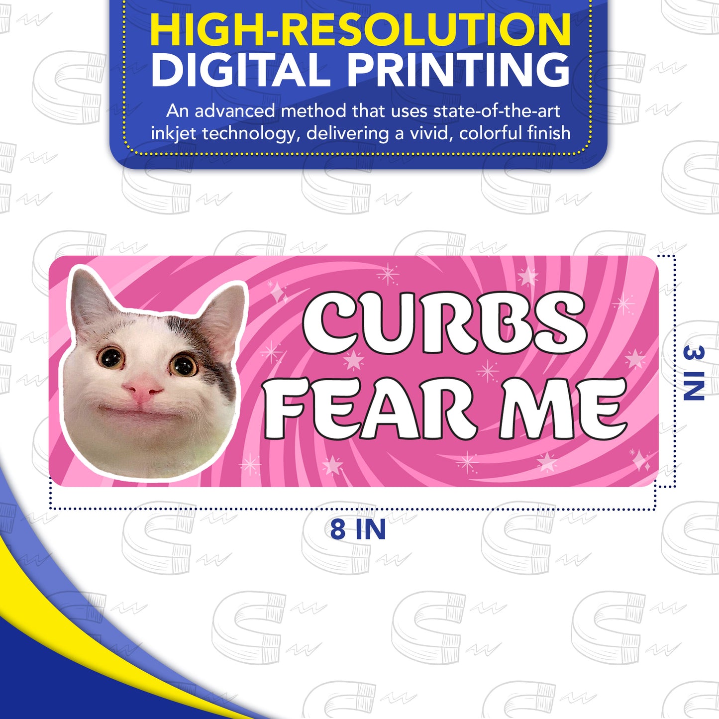 Magnet Me Up Curbs Fear Me Car Magnet Meme-Inspired, 3x8 Inch, 2 Pack