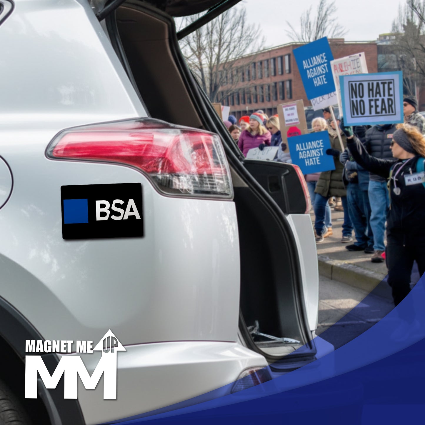 Magnet Me Up 4x6 Inch BSA Blue Square Alliance Automotive Magnet Decal, Anti-Hate Awareness Support Magnet, Full-Color UV Printed, Weatherproof, Durable Vehicle & Refrigerator Magnet, Made in USA