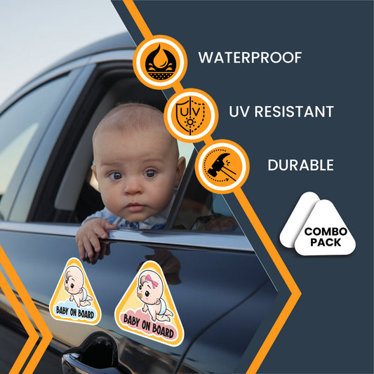 Magnet Me Up Baby on Board Car Magnet Decal- Baby Boy and Baby Girl on Board Sign for Car- 5" Combo Pack, Safety Sign for Vehicles