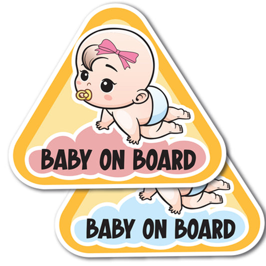 Magnet Me Up Baby on Board Car Magnet Decal- Baby Boy and Baby Girl on Board Sign for Car- 5" Combo Pack, Safety Sign for Vehicles