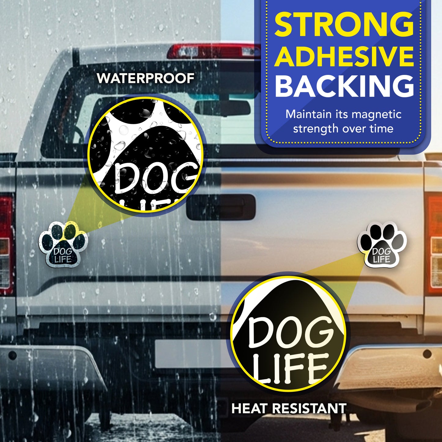 Magnet Me Up Dog Life Pawprint Magnet Decal, 5 Inch, 2 Pack, Heavy Duty Automotive Manet for Car Truck SUV