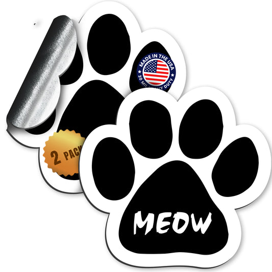 Magnet Me Up Meow Pawprint Magnet Decal, 5 Inch, 2 Pack, Heavy Duty Automotive Magnet for Car Truck SUV