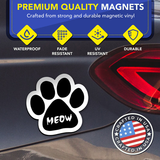 Magnet Me Up Meow Pawprint Magnet Decal, 5 Inch, 2 Pack, Heavy Duty Automotive Magnet for Car Truck SUV